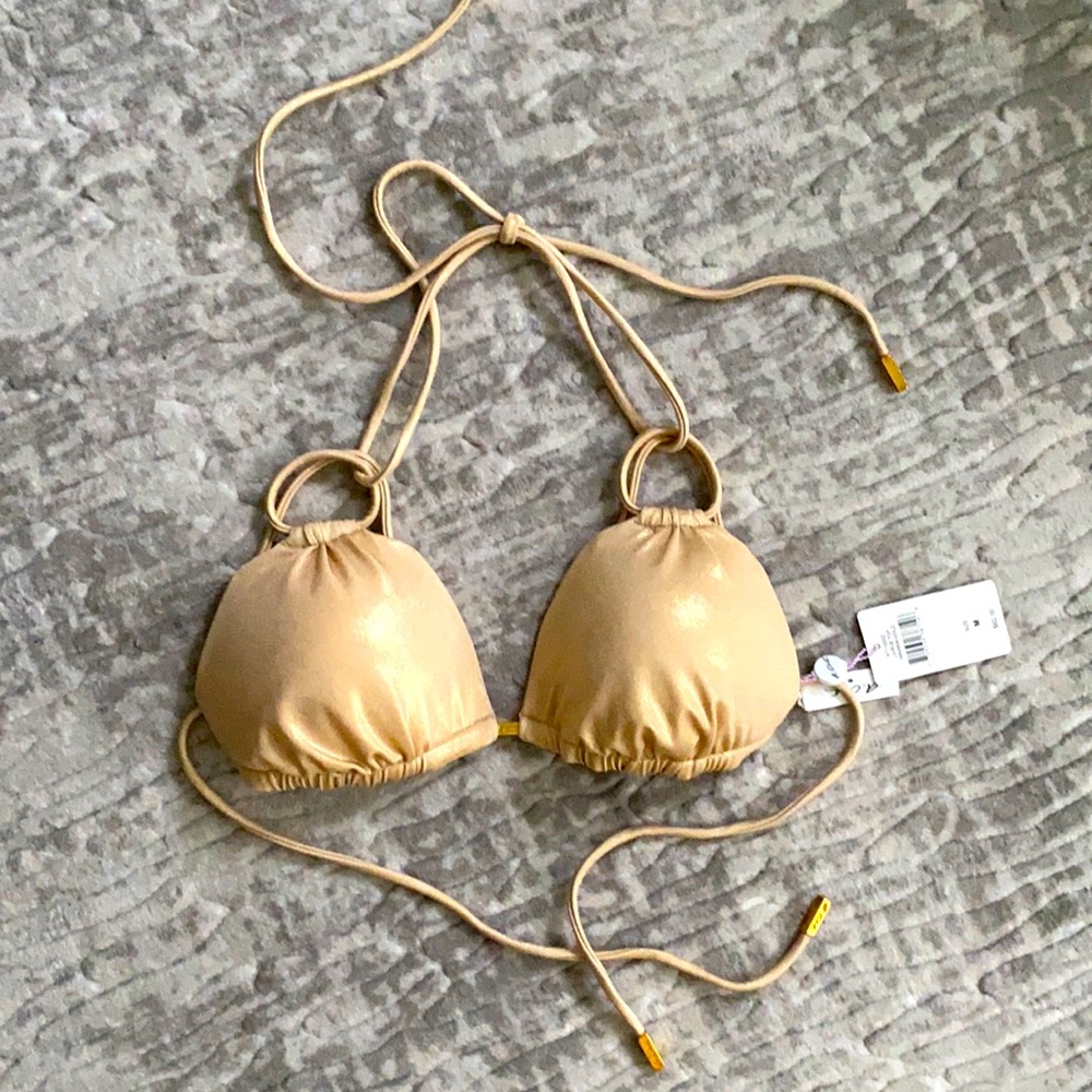 New w/Tags La Rue Knotted Bikini Top Havana Gold